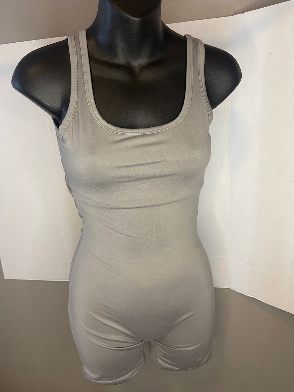 Women's Gray Scoop Neck Tank Romper